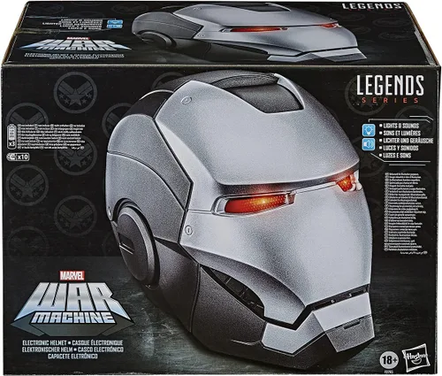 Vista 3 de Avengers Marvel Legends Series War Machine Roleplay Premium Collector Electronic Helmet with LED Light FX, Grey