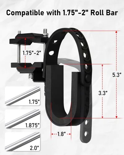 Vista 2 de Belinous Soporte para Armas UTV, Rack para Armas UTV Rack para Arco Soporte para Pala se Ajusta a Barras de Rollo de 1.75"- 2" Compatible