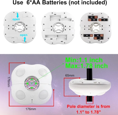 Vista 6 de LUXSWAY Luz de sombrilla de patio que cambia de color, funciona con pilas, color blanco