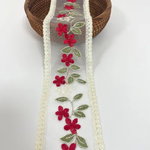 Vista 10 de Cinta de encaje, delicada cinta de bordado de algodón para decoración de bodas/novia, costura de manualidades, decoración del hogar, 10 yardas Beige