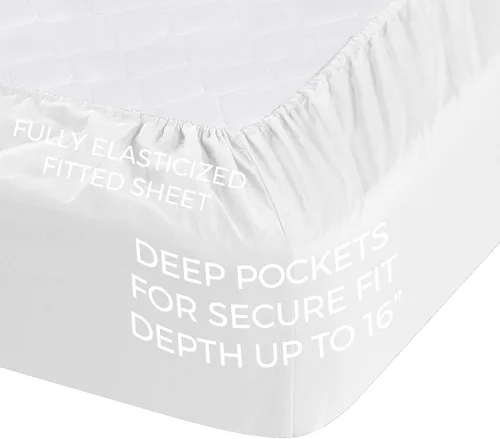 Vista 4 de Pure Bedding Sábanas – Juego de sábanas matrimonial [6 piezas, blancas] – Hotel Luxury 1800 microfibra cepillada – Suave y transpirable – Sábana