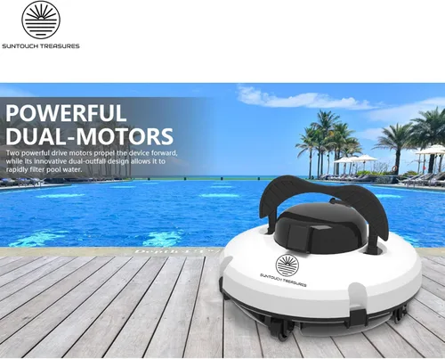 Vista 7 de Limpiador robótico inalámbrico para piscinas sobre el suelo - Robot automático de piscina - 2 motores potentes robots de limpieza - Limpiadores