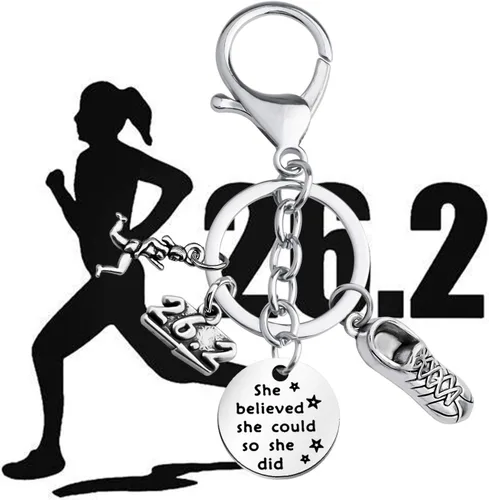 Vista 7 de FUSTMW Llavero de corredor de regalo de maratón, joyería de maratón, regalos para correr