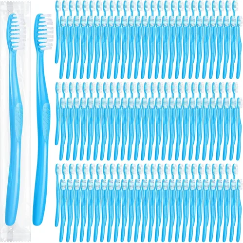 Vista 9 de Tessco - 1000 cepillos de dientes desechables a granel envueltos individualmente, cepillos de dientes manuales de cerdas suaves, cepillo de dientes