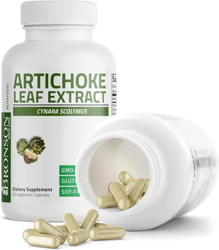 Vista 4 de Bronson Hoja de alcachofa extra fuerte apoya la digestión saludable función hepática saludable, sin OMG, 60 cápsulas vegetarianas