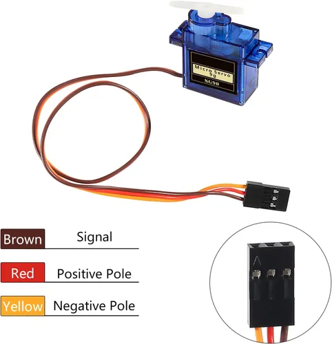 Vista 4 de DIANN 6pcs SG90 9G Micro Servo Motor Kit para RC Robot Brazo Caminar Helicóptero Avión Coche Barco Control con Cable M-F