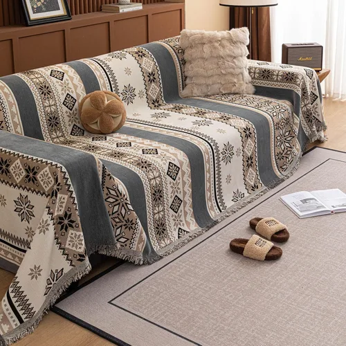 Vista 38 de ROOMLIFE Manta Funda Azteca Bohemia para Sofá, Decoración del Hogar Estilo Granja, Fundas de Sofá para Loveseat, Sofás de 2/3 Cojines, Apta