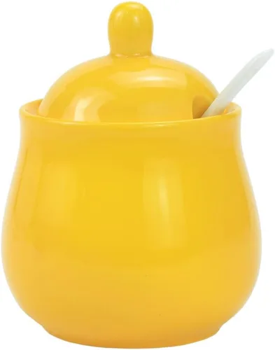 FUYU Tarro de cerámica para especias con tapa y cuchara, caja de condimentos para condimentos