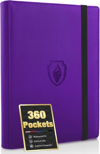 Vista 10 de Carpeta de tarjetas prémium con 9 bolsillos para 360 tarjetas, carpeta de tarjetas coleccionables de poliuretano resistente, álbum de colección