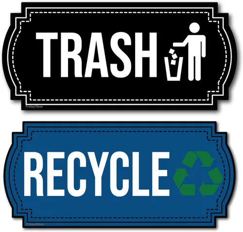 Imanes de reciclaje y basura para latas de cocina y contenedores de reciclaje, imán doble de basura y reciclaje para el símbolo del logotipo de bote