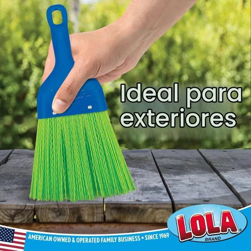 Vista 4 de LOLA Escoba de batir resistente, cepillo de mano, cerdas duraderas, barre la suciedad y los desechos, compacta, agujero para colgar para fácil