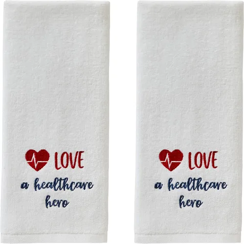 SKL Home Love a Healthcare Hero - Juego de toallas de mano, color blanco