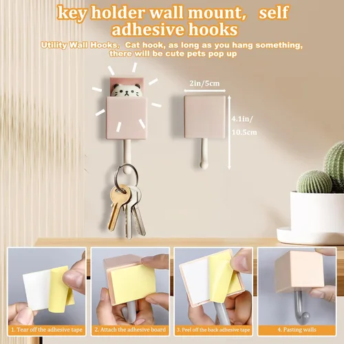 Vista 4 de 4 ganchos de toalla autoadhesivos para baños, ganchos de pared resistentes para colgar abrigos, toallas, bufandas, sombreros, batas, llaves, ganchos