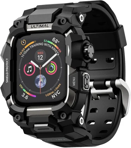 Vista 27 de ULTIMAL Funda Resistente con Correa para Apple Watch 44mm, Compatible con Apple Watch Series SE 3/SE 2/SE Generation/6/5/4, Funda Táctica Antigolpes