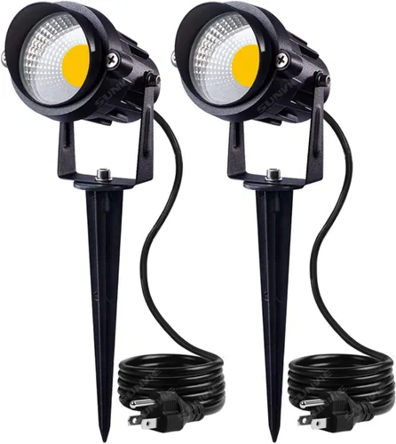 SUNVIE Iluminación LED de paisaje al aire libre de 12 W, luces de jardín impermeables COB LED con soporte con puntas para lámpara decorativa de