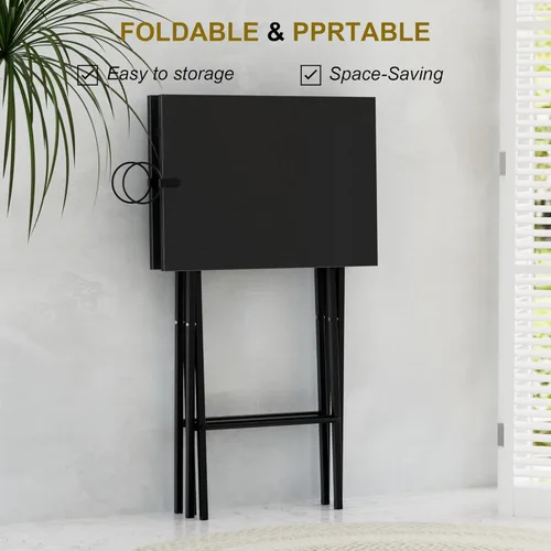 Vista 67 de VECELO Bandeja plegable de TV para comer, juego de 2, mesa portátil para cena/merienda con portavasos para sofá, sala de estar y espacio pequeño