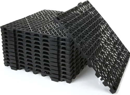 Paquete de 12 azulejos entrelazados de 11.8 x 11.8 pulgadas, tapetes de goma entrelazados para exteriores, antideslizantes, para drenaje, ducha,