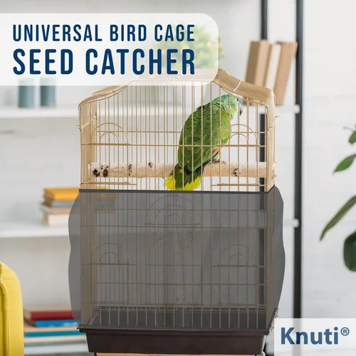 Vista 3 de Jaula universal para pájaros, atrapasador de semillas, cubierta universal de malla elástica para jaulas de animales pequeños, protector duradero