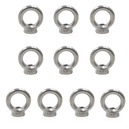 Lependor M6 - Tuerca de ojo de elevación en forma de anillo métrico 304 de acero inoxidable con rosca de ojo de elevación - 10 piezas M6 (1/4