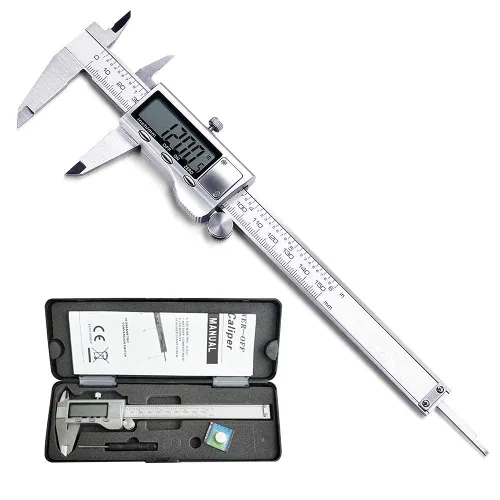 Vista 9 de Calibre digital, herramienta de medición de calibre de acero inoxidable impermeable IP54, pinza Vernier con pantalla LCD enorme, función de apagado