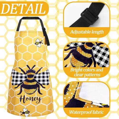 Vista 6 de Bencailor 6 Pcs Bee Sunflower Kitchen Set Include 4 Dish Towels and 2 Kitchen Aprons for Spring Summer Women Housewarming