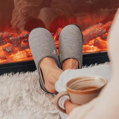 Vista 2 de HomeIdeas Men's Coral Fleece Lining with High Density Memory Foam Classicism Slip-on Slipper