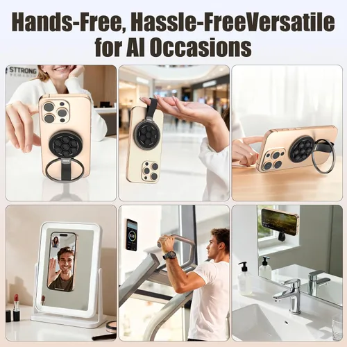 Vista 4 de Anillo magnético para teléfono MagSafe Grip [Sucker] [Super Magnet] [Agarre magnético para teléfono compatible con soportes de automóvil] Accesorio