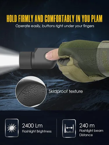 Vista 6 de Luz de arma de 2400 lúmenes para riel Picatinny y Mlok, luz de rifle con modo momentáneo/estroboscópico