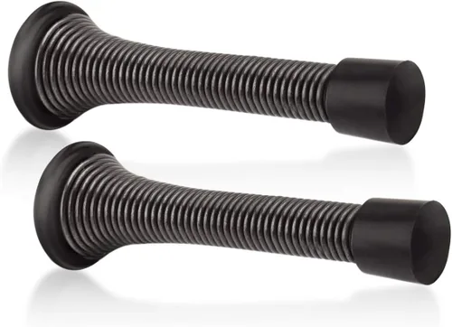 Vista 18 de Paquete de 18 topes de puerta de resorte negros - 3-1/4 pulgadas, topes de puerta de resorte flexibles con puntas de parachoques de goma negra