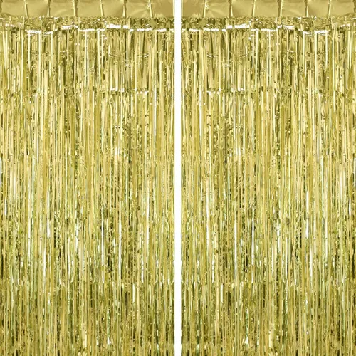 Vista 10 de Paquete de 2 cortinas negras con flecos de aluminio, cortinas de flecos grandes, serpentinas de puerta para cumpleaños, bodas, despedidas