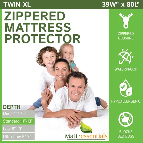 Vista 22 de Protector de colchón individual con cremallera (5 a 7 pulgadas de profundidad), funda de colchón impermeable para chinches de cama, funda