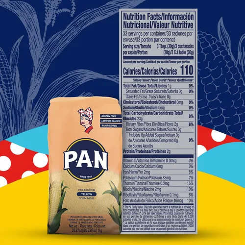 Vista 2 de P.A.N. Harina de maíz amarillo – Harina de maíz precocinada sin gluten y kosher para Arepas (2.2 lb/paquete de 4)