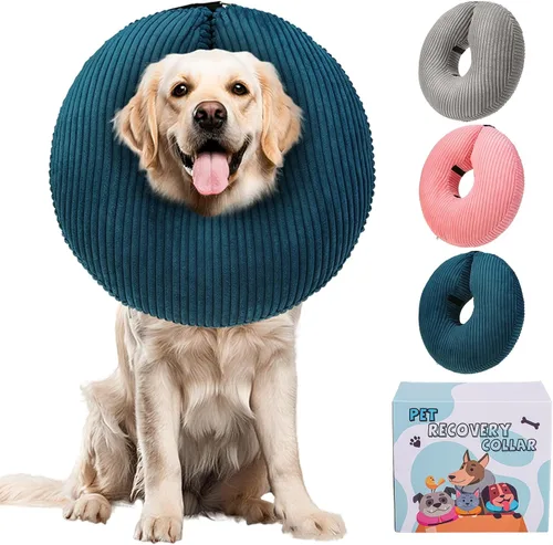 Vista 12 de BINGPET Collar inflable de cono para perro, alternativa después de la cirugía, cono de recuperación suave para perros para dejar de lamer, collar
