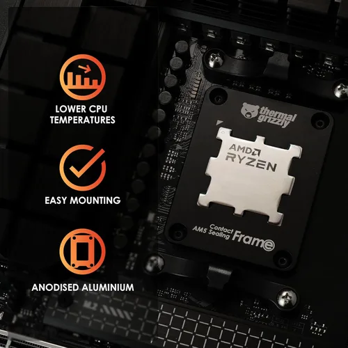 Vista 2 de Thermal Grizzly Marco de sellado de contacto AM5 - Combinación de marco de contacto y protector de CPU - Optimiza los puntos de presión de contacto