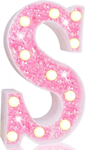 Vista 45 de Pooqla Luces de números de marquesina, números de luz rosa para niñas de 10.º cumpleaños, funciona con pilas, luz nocturna de número con purpurina