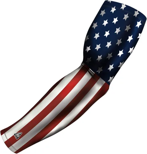 Vista 25 de B-Driven Premium Pro-Fit Sports - Manga de compresión para brazo (individual) con diseños patrióticos, mangas para brazo de béisbol, hombres