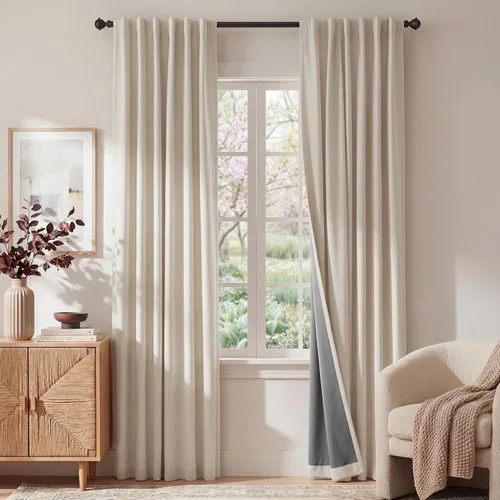 Vista 9 de RYB HOME Cortinas cortas 100% opacas de arpillera, 52 pulgadas de ancho, 45 pulgadas de largo, bloqueo de luz y aislamiento térmico para cocina