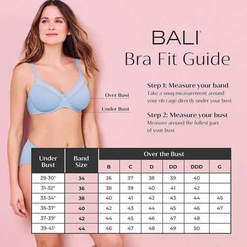 Vista 7 de Bali - Brasier para mujer One Smooth U Ultra Light, con aros y copas lisas diseñado para usar debajo de camisetas, tiras ajustables