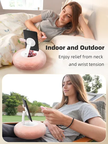 Vista 3 de Soporte magnético para Kindle con girador de páginas, soporte de almohada acogedor para Kindle para leer, soporte de teléfono ajustable de 360