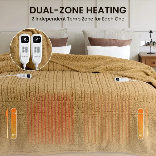 Vista 6 de Heated Blanket Electric Blanket Queen - Fast Heating Blanket Throw Dual Control Double Sided Sherpa with 10 Heating Levels & 2-10 Hours Auto Off