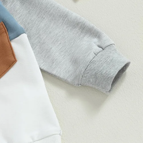 Vista 4 de YINGISFITM Conjunto de sudadera de manga larga con capucha y botones a cuadros para niños pequeños, ropa de invierno a la moda