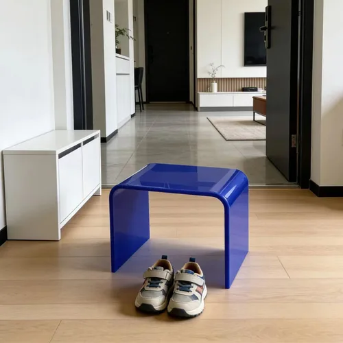 Vista 5 de Taburete de acrílico de 13" de ancho para niños pequeños, soporte para plantas, multiusos como taburete resistente al agua para la ducha, taburete