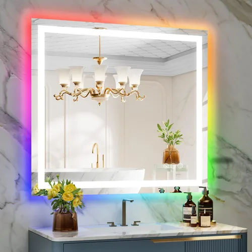 Vista 101 de Espejo de baño LED de 20 x 30 pulgadas con luces delanteras y retroiluminadas, espejo de tocador iluminado para pared de baño con 3
