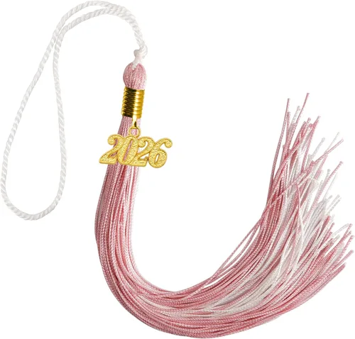 Vista 12 de GraduationMall Borla de graduación de un solo y varios colores con dije del año 2025 de 9 pulgadas