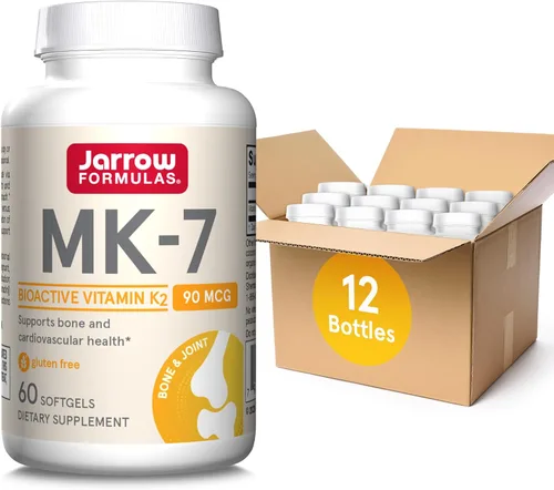 Jarrow Formulas MK-7 90mcg - Forma Bioactiva de VIT K2 - 60 Porciones (Softgels) - para la Salud de los Huesos y del Corazón - Suplemento Dietético