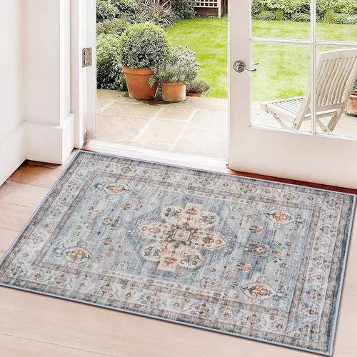 Vista 32 de Alfombra de pasillo lavable de 2 x 3: alfombras antideslizantes con parte trasera de goma, alfombra de cocina suave, alfombra pasillo estilo granja