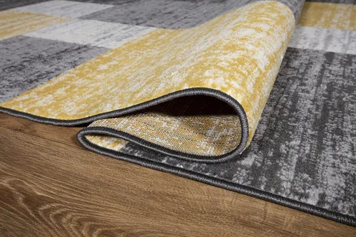 Vista 4 de Rugshop Oslo - Alfombra moderna amarilla para pasillo, diseño geométrico, resistente a la decoloración para pasillo o cocina, 2 x 7 pies