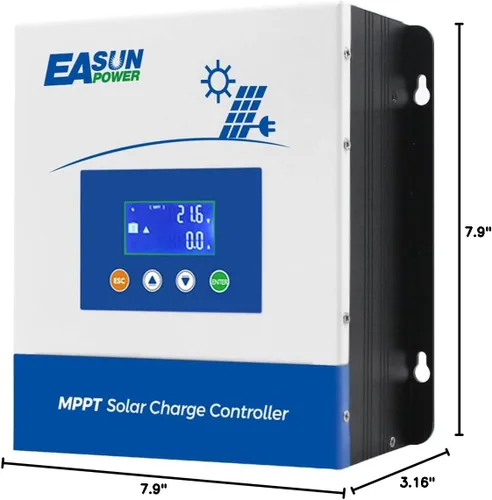 Vista 8 de POWLAND 60A Controlador de carga solar MPPT, 12V/24V/36V/48V Auto, Regulador de pantalla LCD de entrada máxima 150V Controlador de carga inteligente