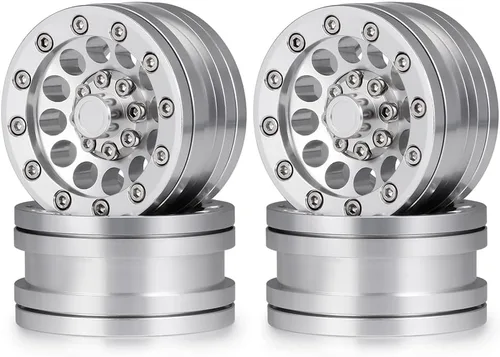 Vista 8 de MOHERO Juego de llantas de aleación Beadlock Crawler de 1.9 pulgadas para RC 1/10 Modelo Crawler SCX10, paquete de 4 (azul)