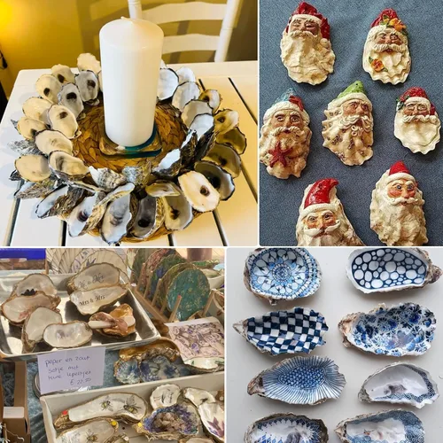 Vista 5 de QEQEKAKA 25 conchas planas de ostras de 3 a 5 pulgadas, medianas a grandes, naturales, en forma de disco, conchas marinas para relleno de jarrón